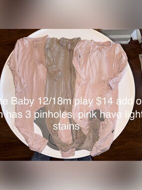 Kyte BABY Pink and Taupe Bamboo Zipper Pajamas Bundle